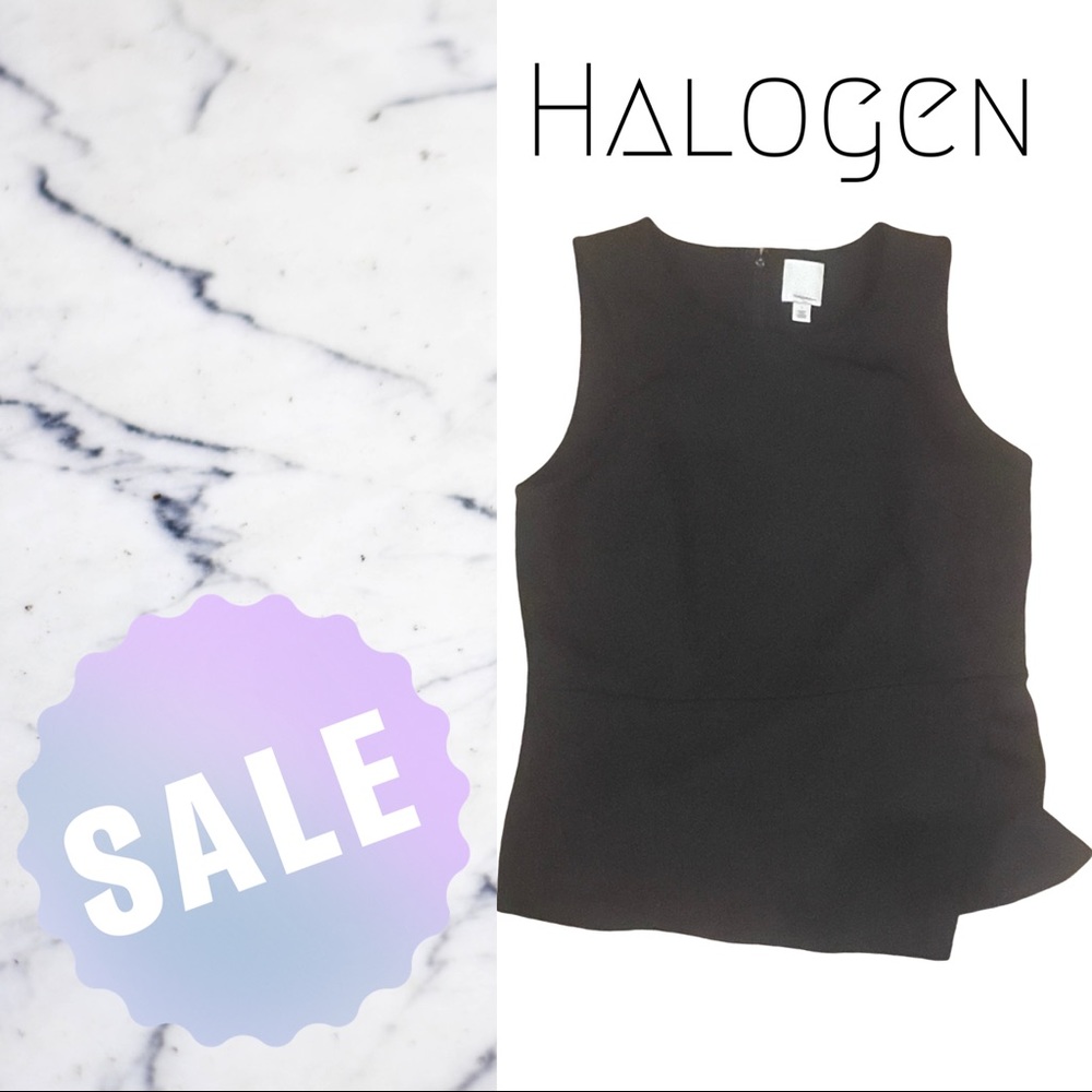 Halogen | Sleeveless Black Blouse Tank Top | Large